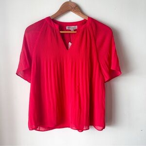 Philosophy Pleated Coral Feminine Delicate Flowy Top NWT Medium